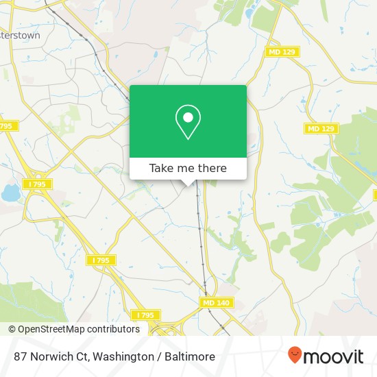 Mapa de 87 Norwich Ct, Owings Mills, MD 21117