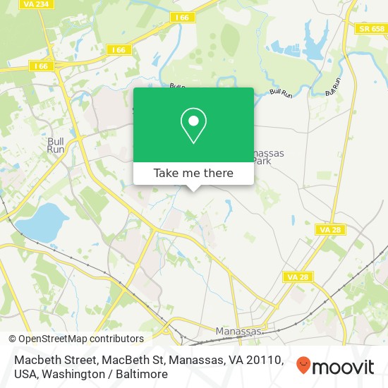 Mapa de Macbeth Street, MacBeth St, Manassas, VA 20110, USA