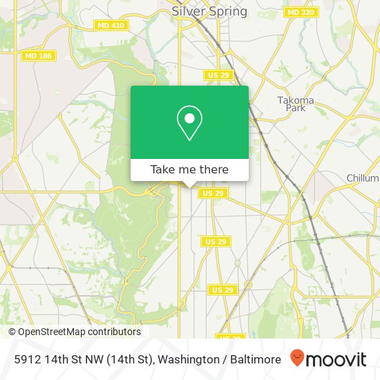 Mapa de 5912 14th St NW (14th St), Washington, DC 20011