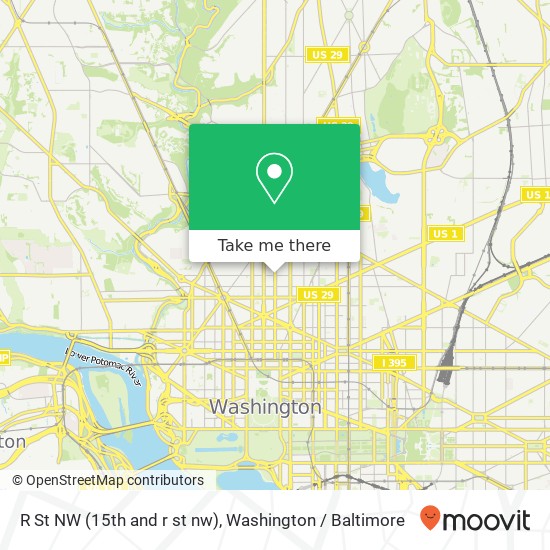 Mapa de R St NW (15th and r st nw), Washington, DC 20009