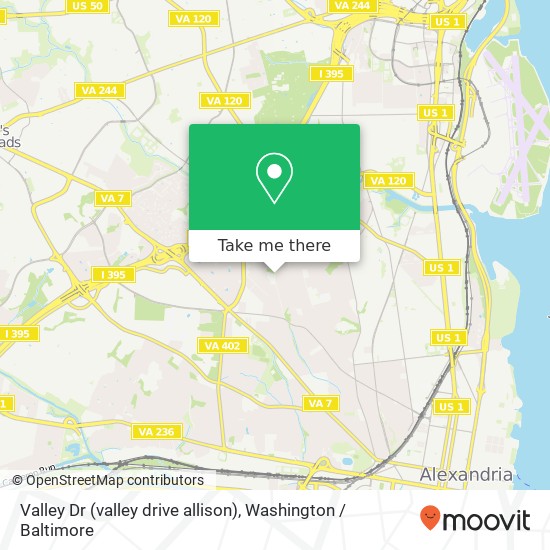 Mapa de Valley Dr (valley drive allison), Alexandria, VA 22302