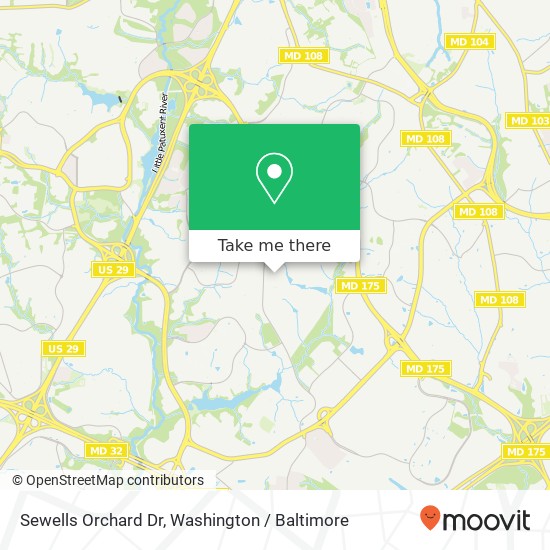 Mapa de Sewells Orchard Dr, Columbia, MD 21045