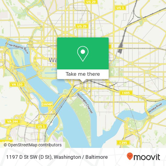 Mapa de 1197 D St SW (D St), Washington, DC 20024