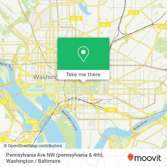 Mapa de Pennsylvania Ave NW (pennsylvania & 4th), Washington, DC 20001