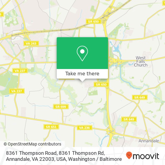 Mapa de 8361 Thompson Road, 8361 Thompson Rd, Annandale, VA 22003, USA