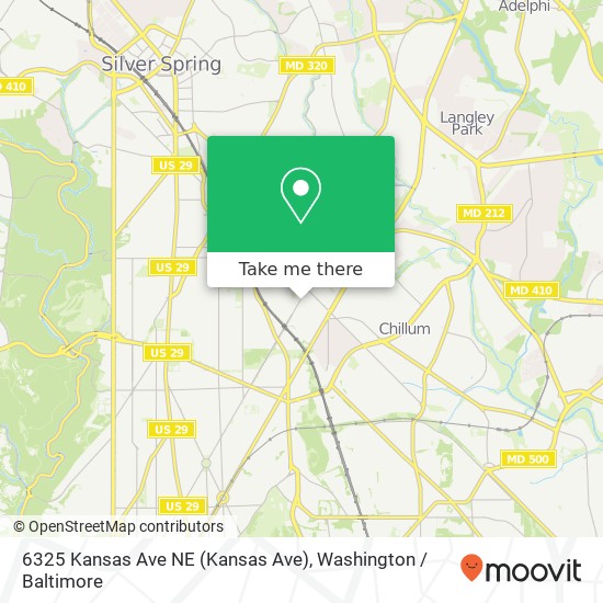 Mapa de 6325 Kansas Ave NE (Kansas Ave), Washington, DC 20011