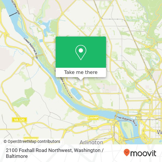 2100 Foxhall Road Northwest, 2100 Foxhall Rd NW, Washington, DC 20007, USA map