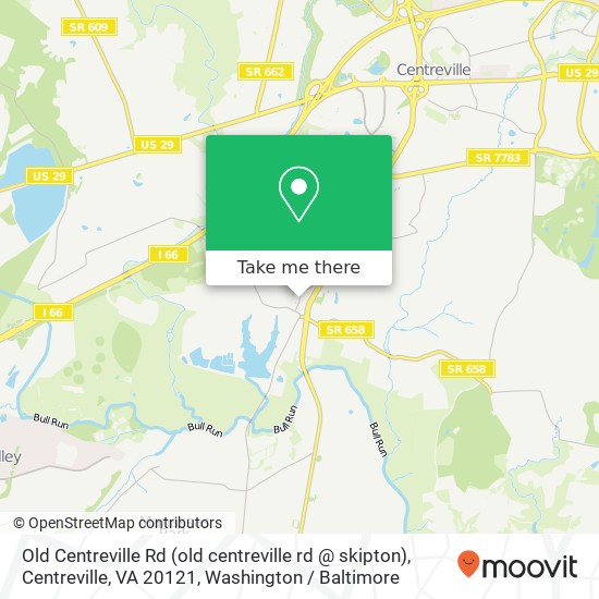 Mapa de Old Centreville Rd (old centreville rd @ skipton), Centreville, VA 20121