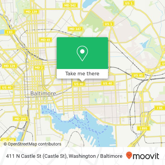 Mapa de 411 N Castle St (Castle St), Baltimore, MD 21231
