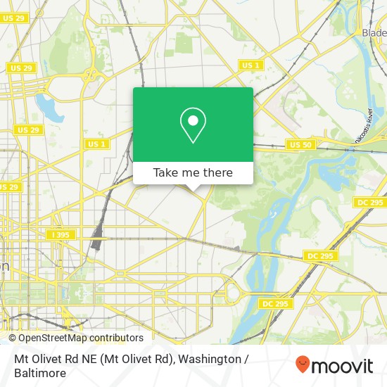 Mapa de Mt Olivet Rd NE (Mt Olivet Rd), Washington, DC 20002