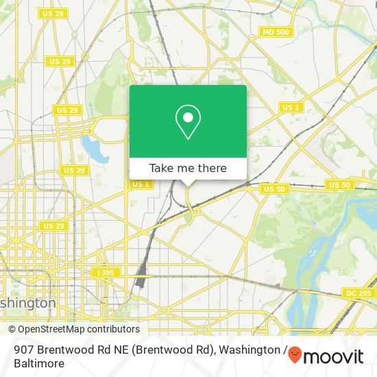 Mapa de 907 Brentwood Rd NE (Brentwood Rd), Washington, DC 20018