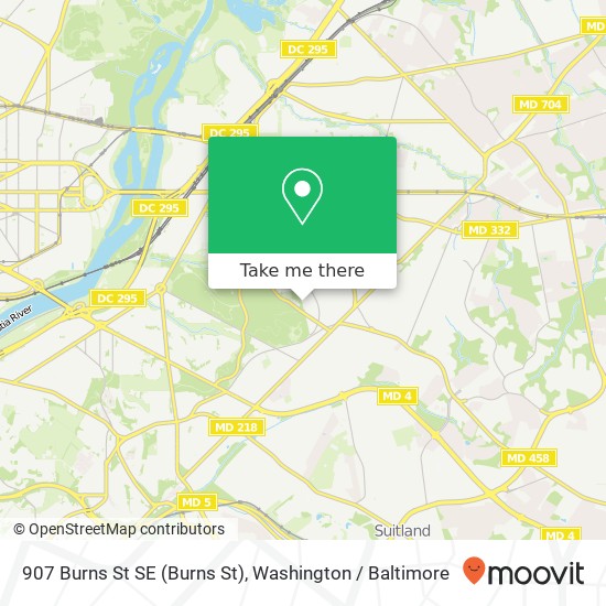 Mapa de 907 Burns St SE (Burns St), Washington, DC 20019
