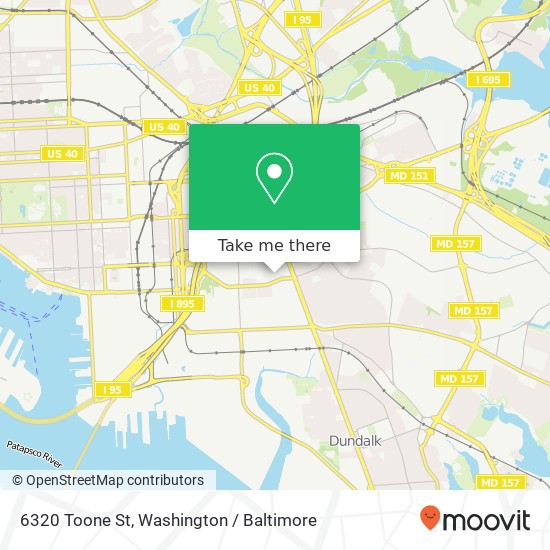 Mapa de 6320 Toone St, Baltimore, MD 21224