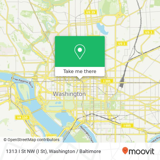 Mapa de 1313 I St NW (I St), Washington, DC 20005