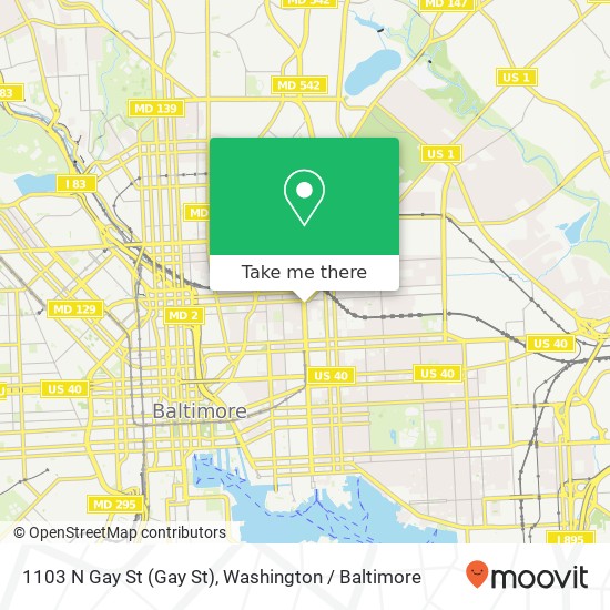 Mapa de 1103 N Gay St (Gay St), Baltimore, MD 21213