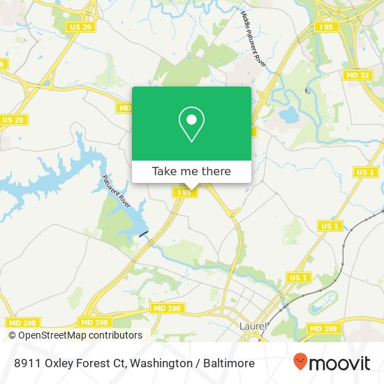 Mapa de 8911 Oxley Forest Ct, Laurel, MD 20723