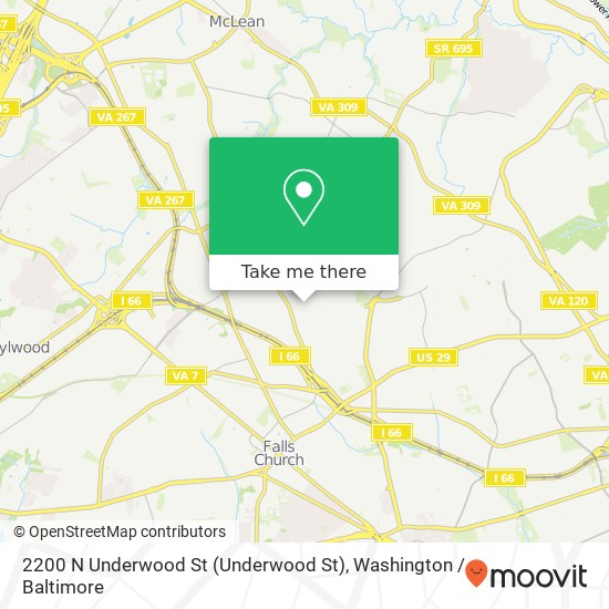 Mapa de 2200 N Underwood St (Underwood St), Falls Church, VA 22043