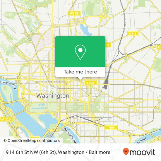 Mapa de 914 6th St NW (6th St), Washington, DC 20001