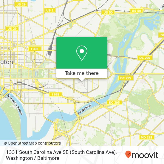 Mapa de 1331 South Carolina Ave SE (South Carolina Ave), Washington, DC 20003