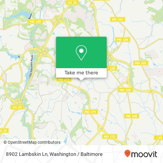 Mapa de 8902 Lambskin Ln, Columbia, MD 21045