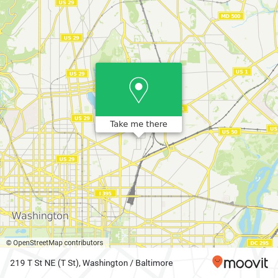 Mapa de 219 T St NE (T St), Washington, DC 20002