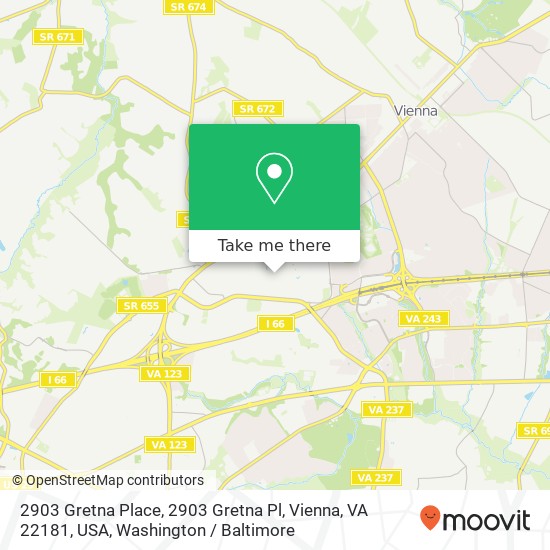 Mapa de 2903 Gretna Place, 2903 Gretna Pl, Vienna, VA 22181, USA