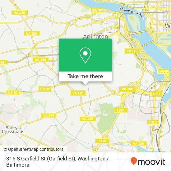 Mapa de 315 S Garfield St (Garfield St), Arlington, VA 22204