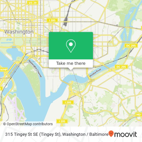 Mapa de 315 Tingey St SE (Tingey St), Washington Navy Yard, DC 20374