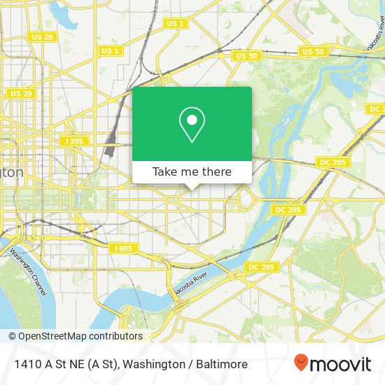Mapa de 1410 A St NE (A St), Washington, DC 20002