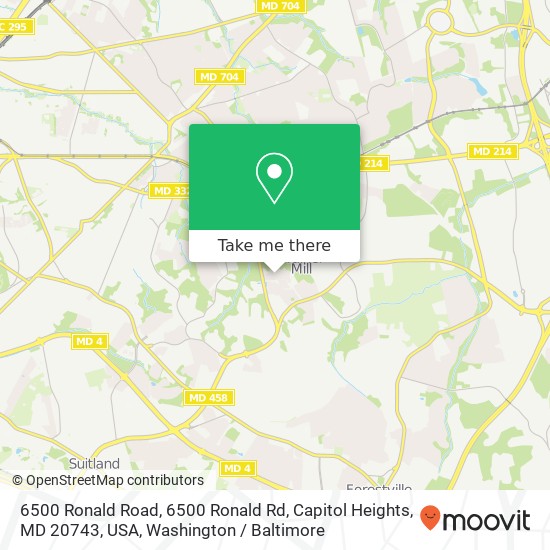 6500 Ronald Road, 6500 Ronald Rd, Capitol Heights, MD 20743, USA map