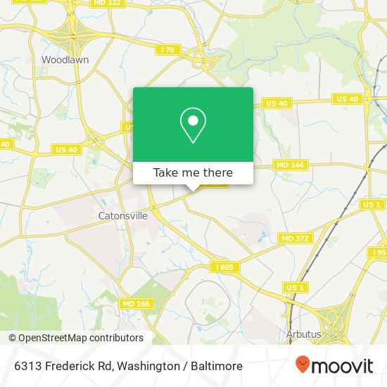 Mapa de 6313 Frederick Rd, Catonsville, MD 21228