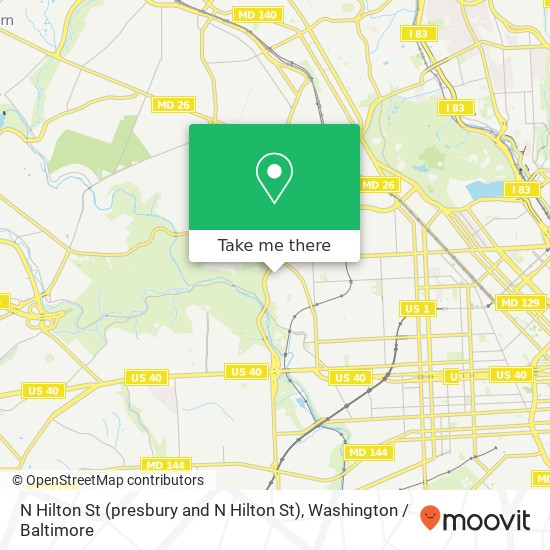 Mapa de N Hilton St (presbury and N Hilton St), Baltimore, MD 21216