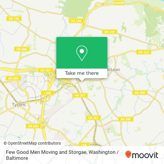 Mapa de Few Good Men Moving and Storgae, 1701 Chain Bridge Rd