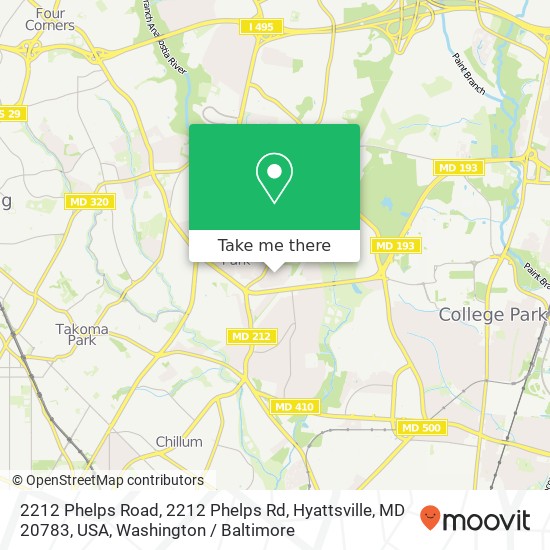 2212 Phelps Road, 2212 Phelps Rd, Hyattsville, MD 20783, USA map