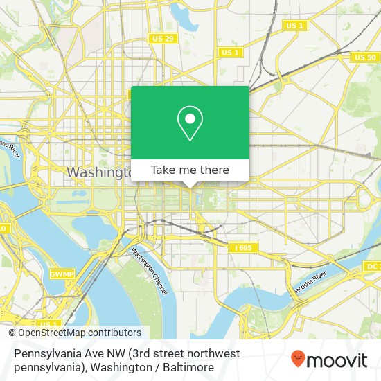 Mapa de Pennsylvania Ave NW (3rd street northwest pennsylvania), Washington, DC 20004