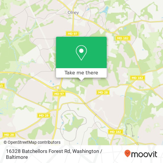 Mapa de 16328 Batchellors Forest Rd, Olney, MD 20832