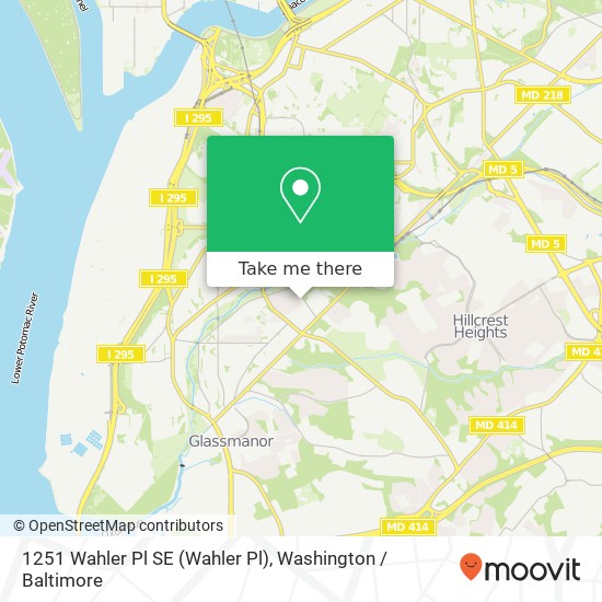 Mapa de 1251 Wahler Pl SE (Wahler Pl), Washington, DC 20032