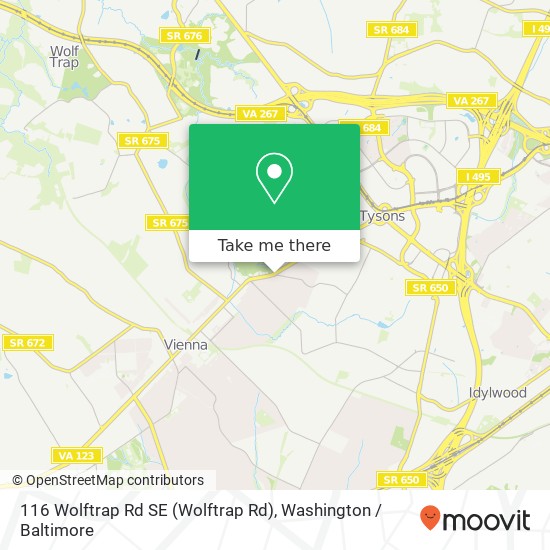 116 Wolftrap Rd SE (Wolftrap Rd), Vienna, VA 22182 map