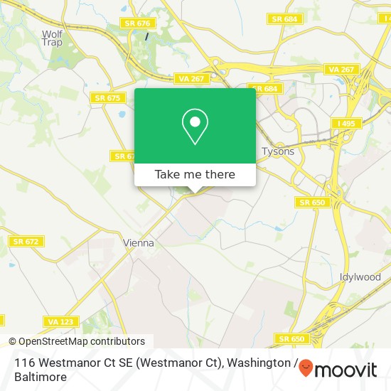 Mapa de 116 Westmanor Ct SE (Westmanor Ct), Vienna, VA 22180