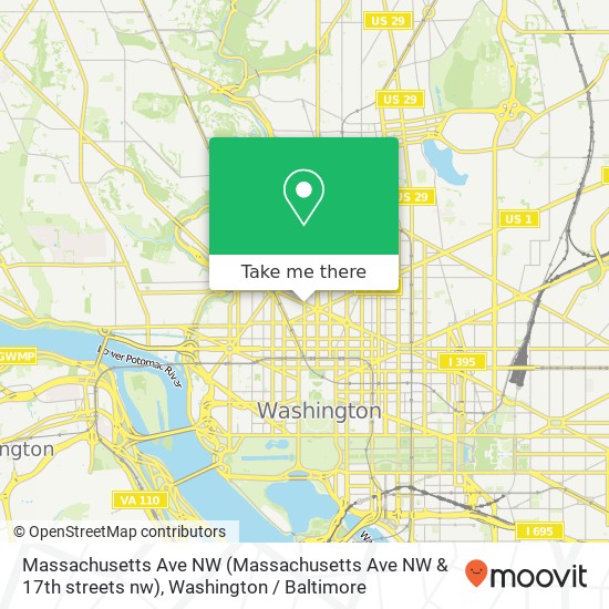 Mapa de Massachusetts Ave NW (Massachusetts Ave NW & 17th streets nw), Washington, DC 20036