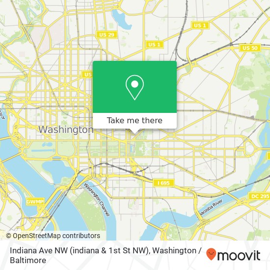 Mapa de Indiana Ave NW (indiana & 1st St NW), Washington, DC 20001