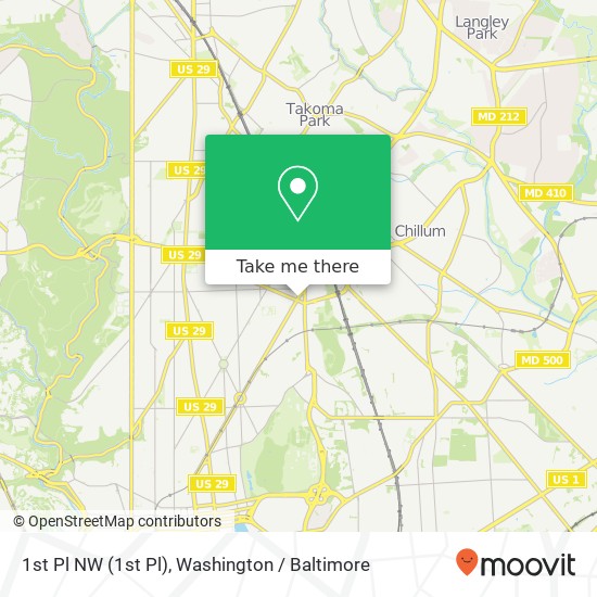 Mapa de 1st Pl NW (1st Pl), Washington, DC 20011