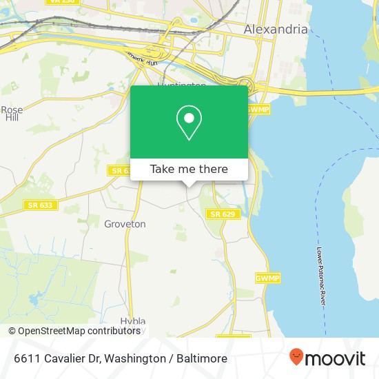 Mapa de 6611 Cavalier Dr, Alexandria, VA 22307