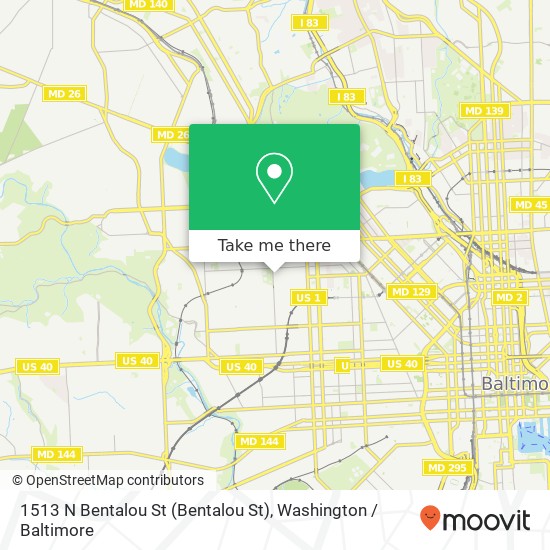 Mapa de 1513 N Bentalou St (Bentalou St), Baltimore, MD 21216