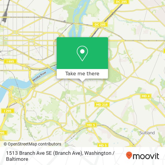 Mapa de 1513 Branch Ave SE (Branch Ave), Washington, DC 20020