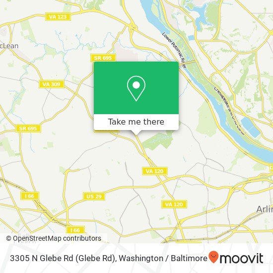 Mapa de 3305 N Glebe Rd (Glebe Rd), Arlington, VA 22207