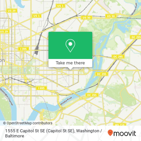 Mapa de 1555 E Capitol St SE (Capitol St SE), Washington, DC 20003