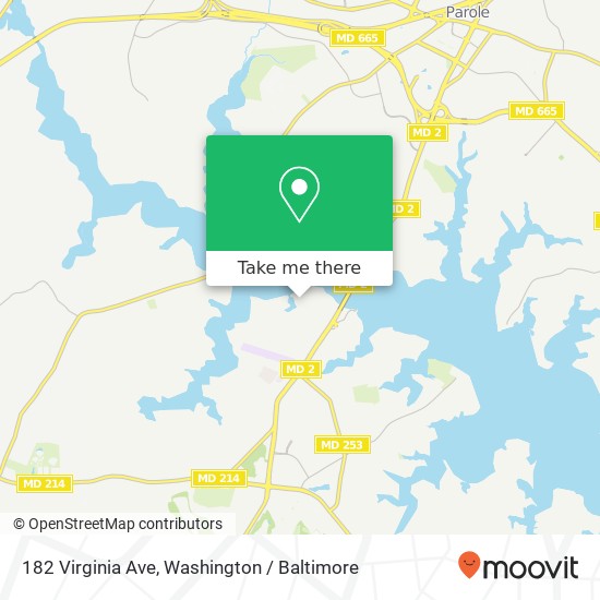 Mapa de 182 Virginia Ave, Edgewater, MD 21037