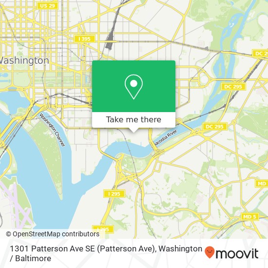 Mapa de 1301 Patterson Ave SE (Patterson Ave), Washington Navy Yard, DC 20374