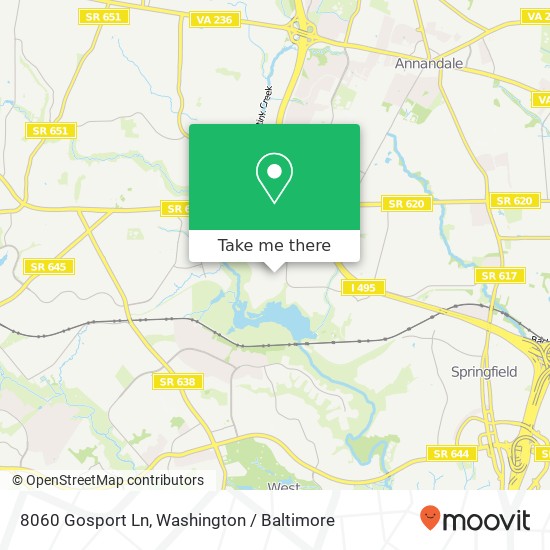 Mapa de 8060 Gosport Ln, Springfield, VA 22151
